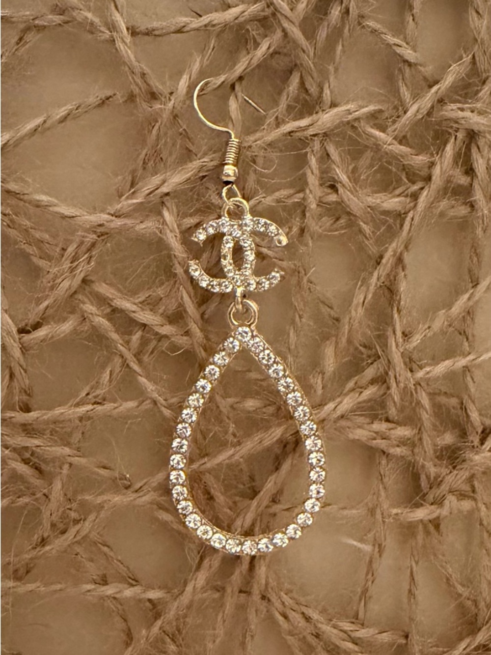 CC Gold-tone Crystal Teardrop Dangle Earrings